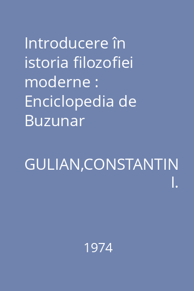 Introducere în istoria filozofiei moderne : Enciclopedia de Buzunar