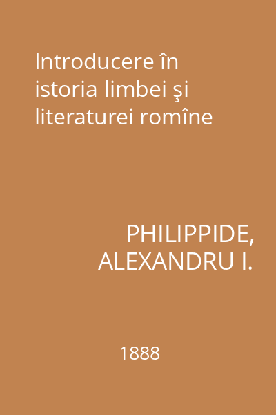 Introducere în istoria limbei şi literaturei romîne