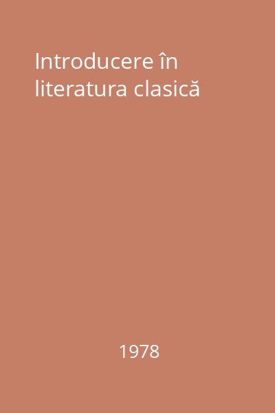Introducere în literatura clasică