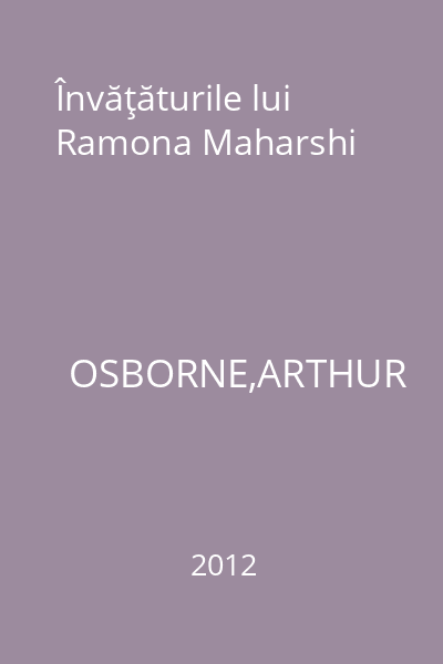 Învăţăturile lui Ramona Maharshi