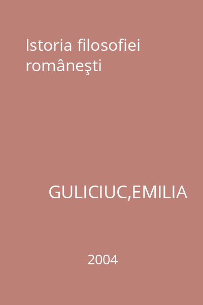 Istoria filosofiei româneşti