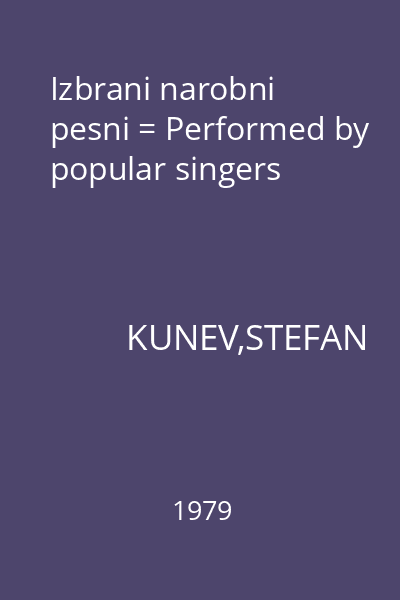 Izbrani narobni pesni = Performed by popular singers