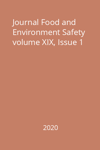 Journal Food and Environment Safety volume XIX, Issue 1