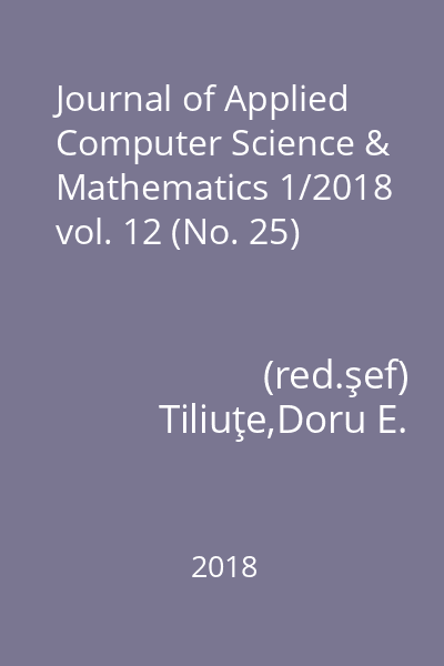 Journal of Applied Computer Science & Mathematics 1/2018 vol. 12 (No. 25)