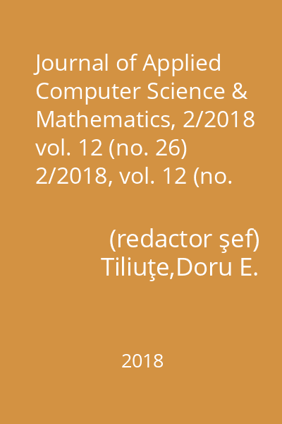Journal of Applied Computer Science & Mathematics, 2/2018 vol. 12 (no. 26) 2/2018, vol. 12 (no. 26)