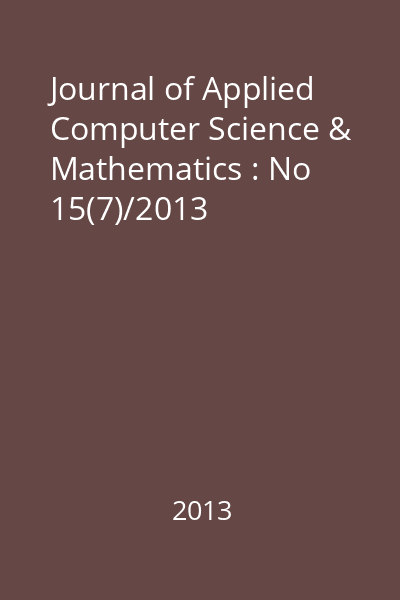 Journal of Applied Computer Science & Mathematics : No 15(7)/2013