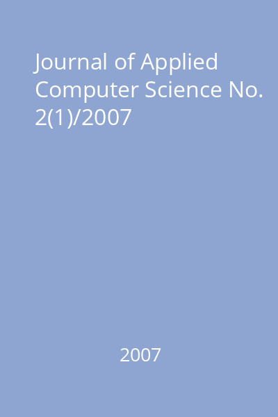 Journal of Applied Computer Science No. 2(1)/2007