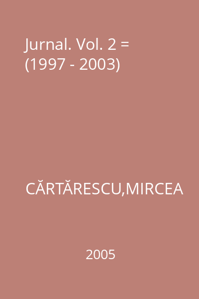 Jurnal. Vol. 2 = (1997 - 2003)