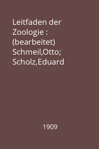 Leitfaden der Zoologie : (bearbeitet) Schmeil,Otto; Scholz,Eduard