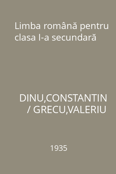 Limba română pentru clasa I-a secundară