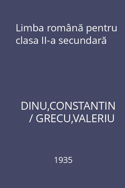 Limba română pentru clasa II-a secundară