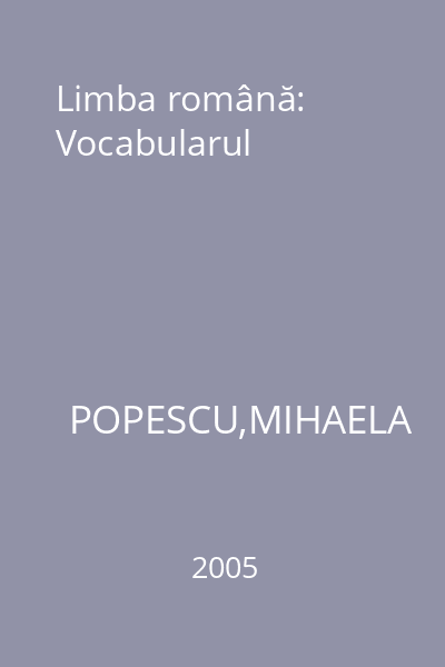 Limba română: Vocabularul