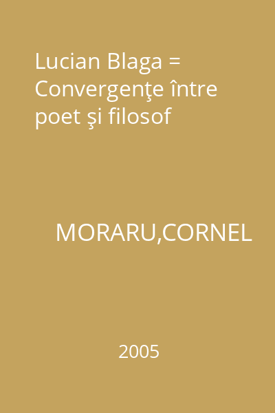 Lucian Blaga = Convergenţe între poet şi filosof