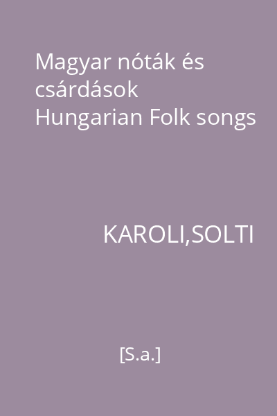 Magyar nóták és csárdások Hungarian Folk songs
