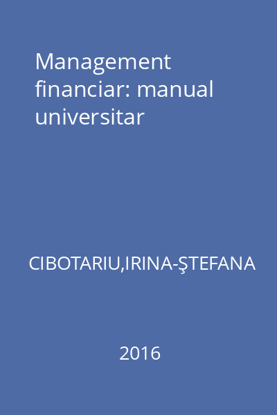 Management financiar: manual universitar