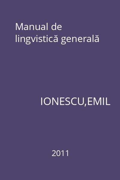 Manual de lingvistică generală