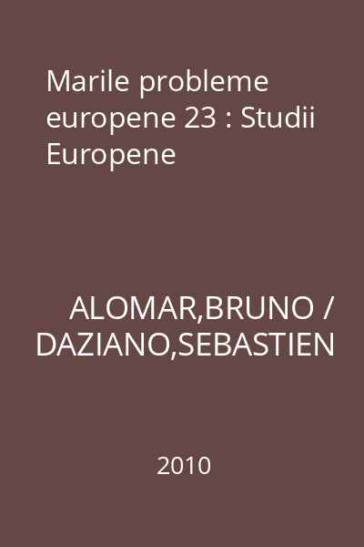 Marile probleme europene 23 : Studii Europene