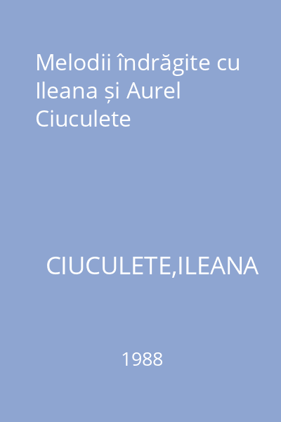 Melodii îndrăgite cu Ileana și Aurel Ciuculete