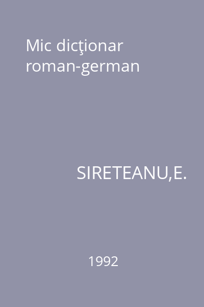 Mic dicţionar roman-german