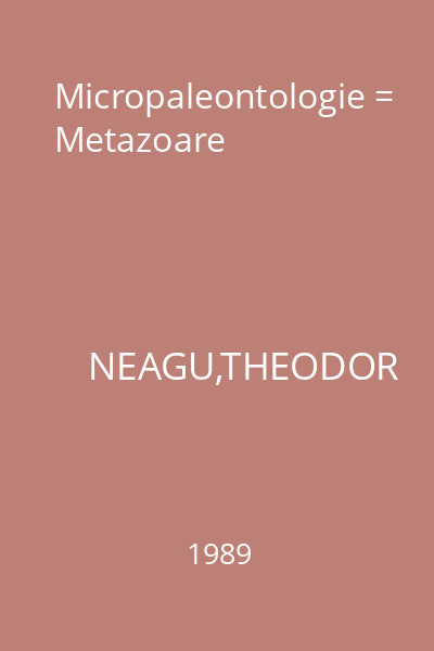 Micropaleontologie = Metazoare