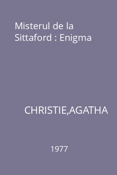 Misterul de la Sittaford : Enigma