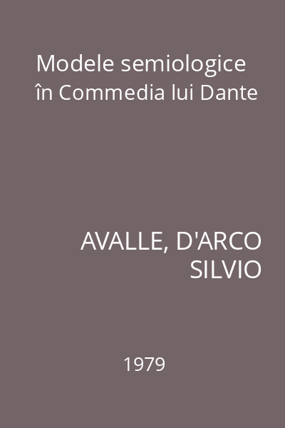 Modele semiologice în Commedia lui Dante