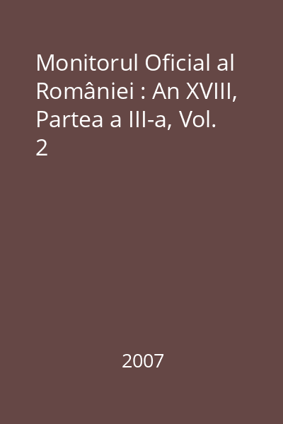 Monitorul Oficial al României : An XVIII, Partea a III-a, Vol. 2