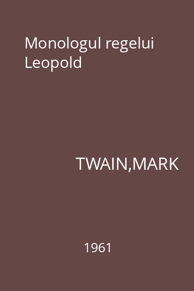Monologul regelui Leopold