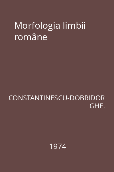 Morfologia limbii române