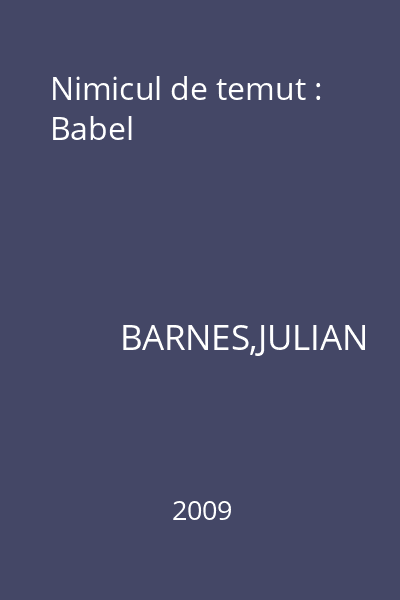 Nimicul de temut : Babel