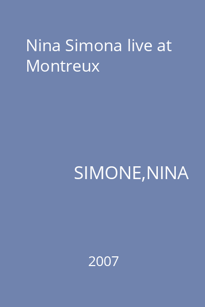 Nina Simona live at Montreux