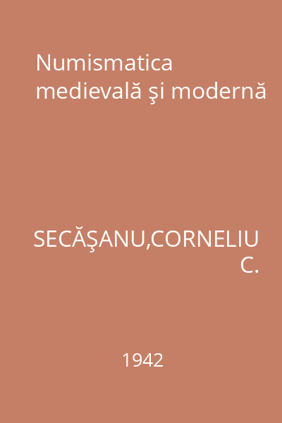 Numismatica medievală şi modernă