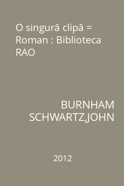 O singură clipă = Roman : Biblioteca RAO