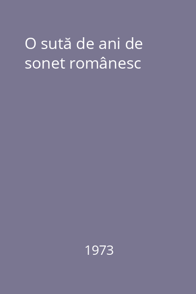 O sută de ani de sonet românesc