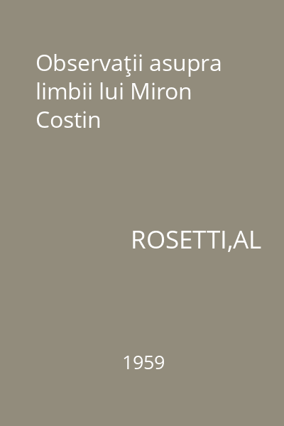Observaţii asupra limbii lui Miron Costin