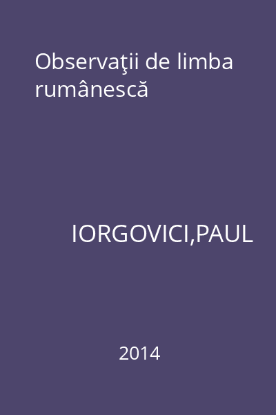 Observaţii de limba rumânescă