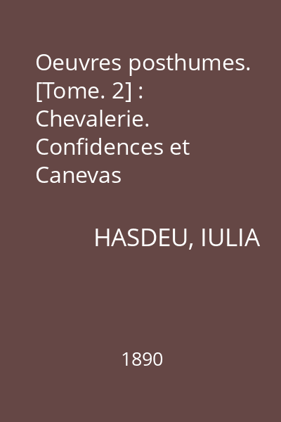 Oeuvres posthumes. [Tome. 2] : Chevalerie. Confidences et Canevas