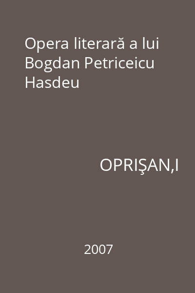 Opera literară a lui Bogdan Petriceicu Hasdeu