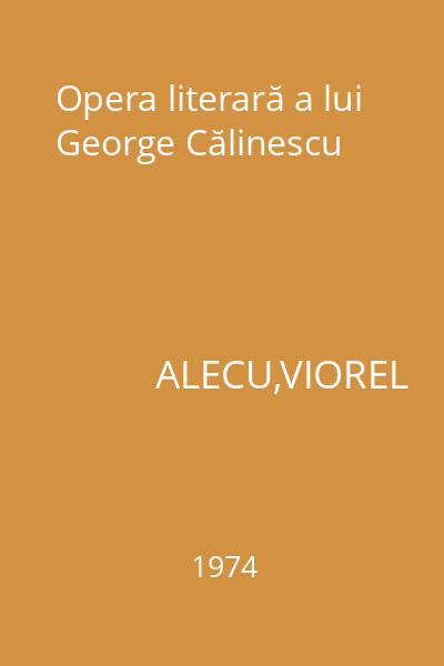 Opera literară a lui George Călinescu