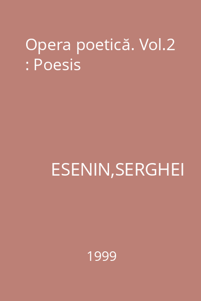 Opera poetică. Vol.2 : Poesis