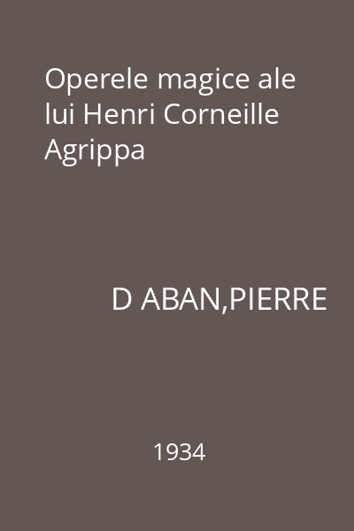 Operele magice ale lui Henri Corneille Agrippa