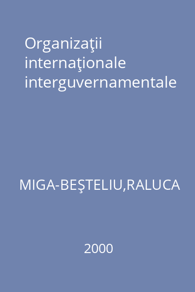 Organizaţii internaţionale interguvernamentale