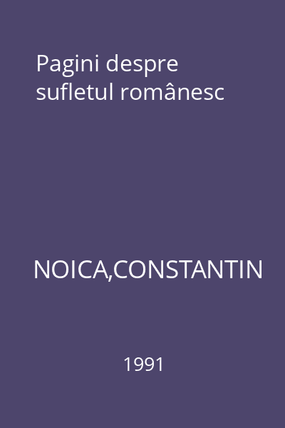 Pagini despre sufletul românesc