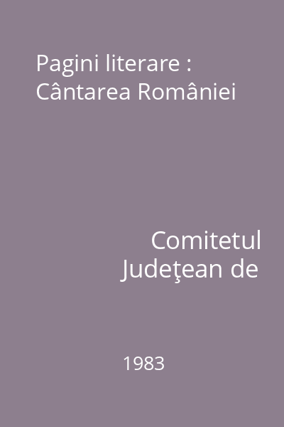 Pagini literare : Cântarea României