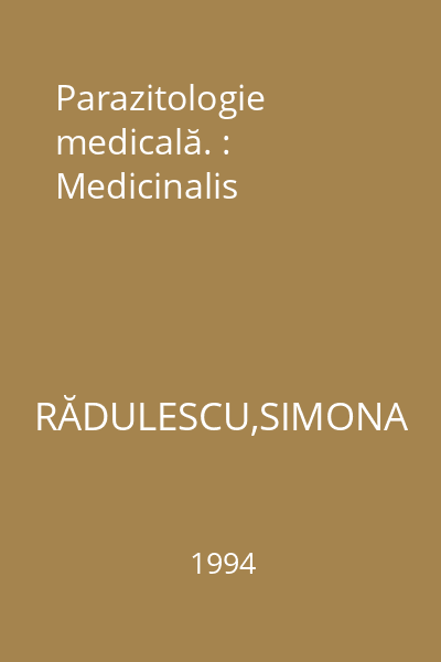 Parazitologie medicală. : Medicinalis
