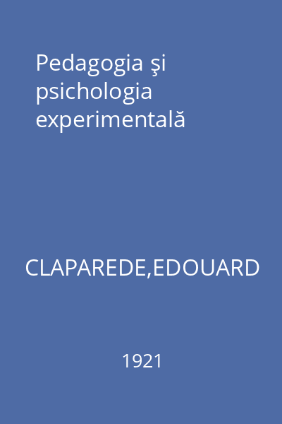 Pedagogia şi psichologia experimentală