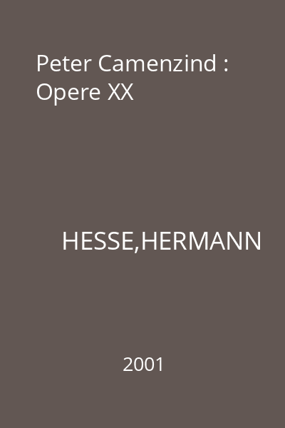 Peter Camenzind : Opere XX