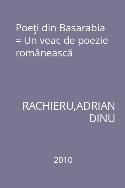 Poeţi din Basarabia = Un veac de poezie românească