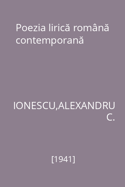 Poezia lirică română contemporană