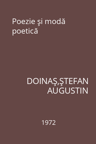 Poezie şi modă poetică